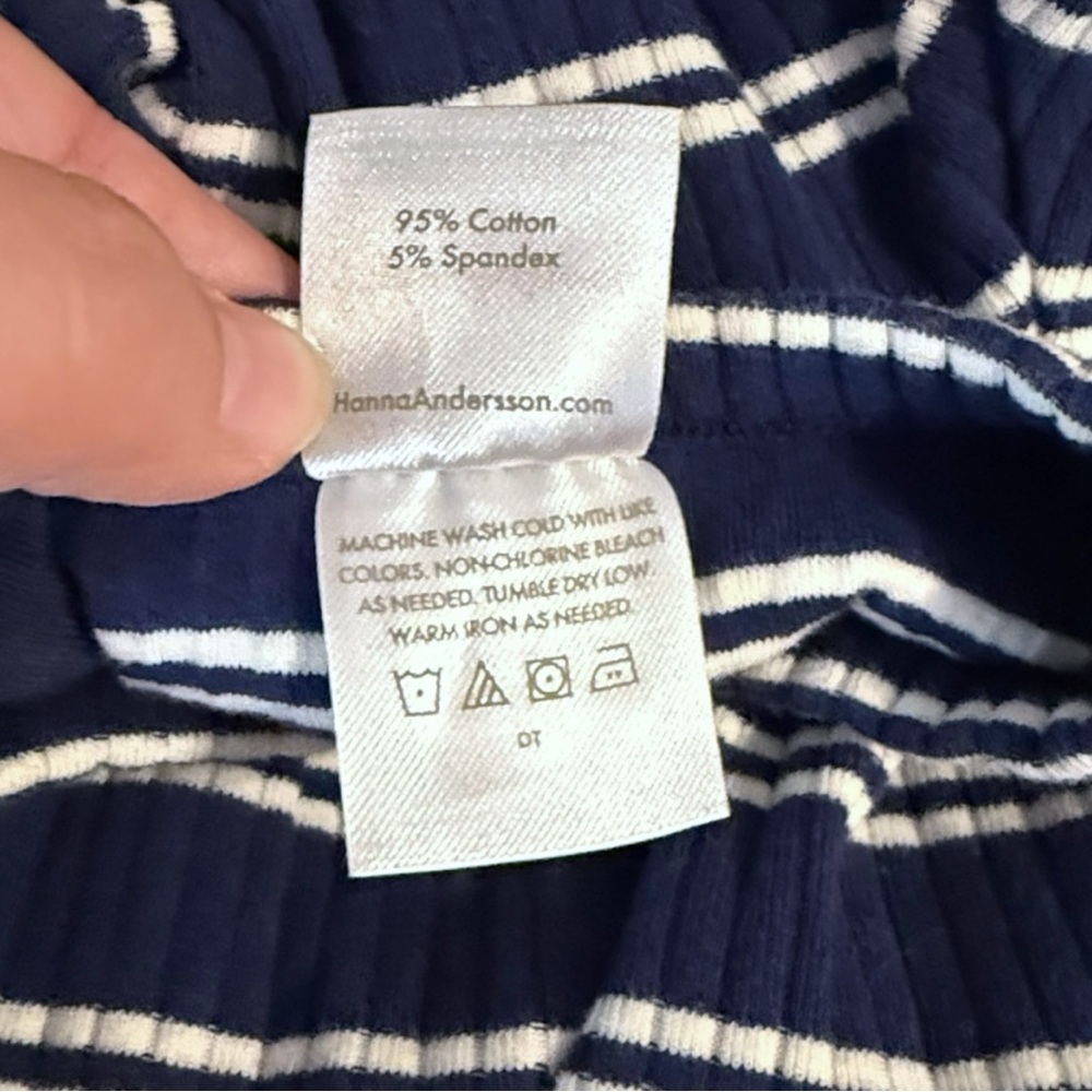 Hanna Andersson Navy & White Striped Long Sleeve Baby Dress 3–6 Months - Picture 4 of 4